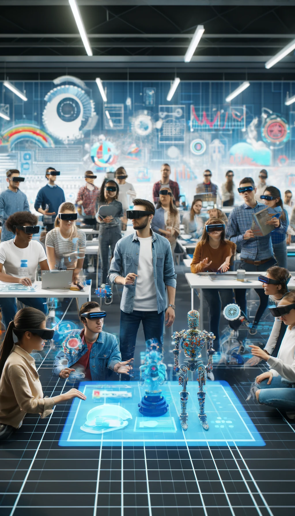 Persone con il visore per vedere oggetti in 3D