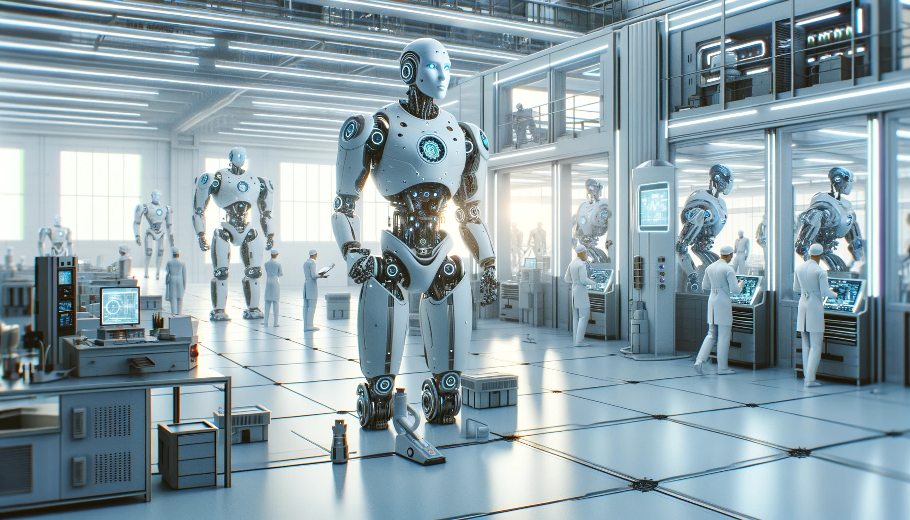 Foto generata da DALL-E: i robot dominano l'ambiente di lvoro
